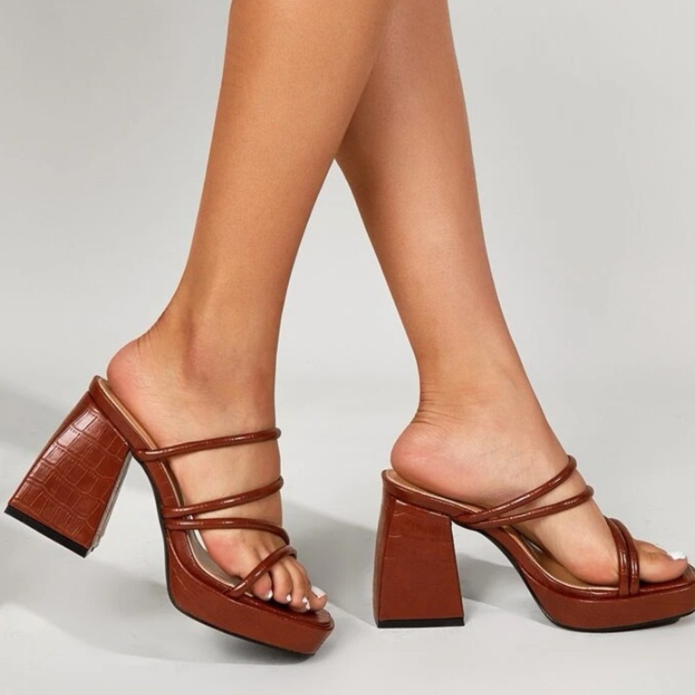 Chunky brown heels